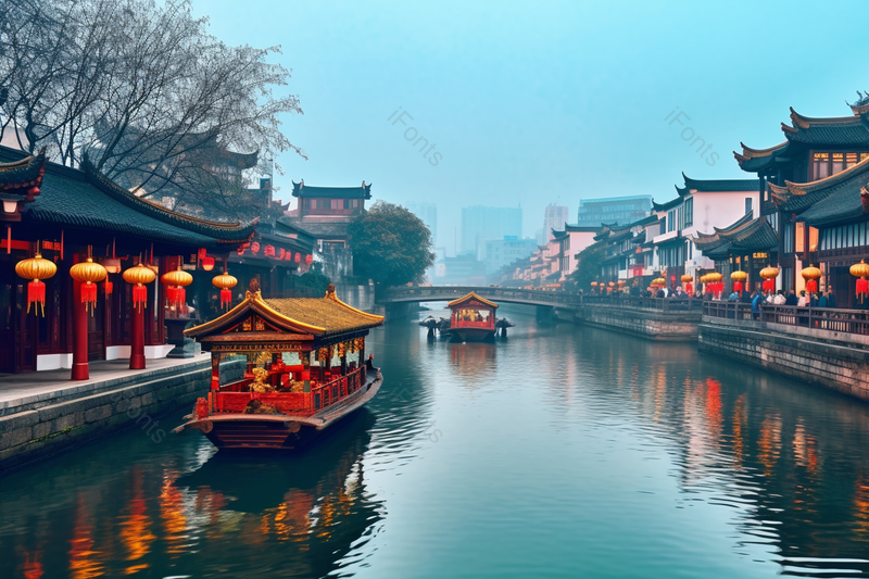 古代建筑南京夫子庙秦淮河畔游船,高清,摄影图,摄影图片,图片大全,摄影图免费下载